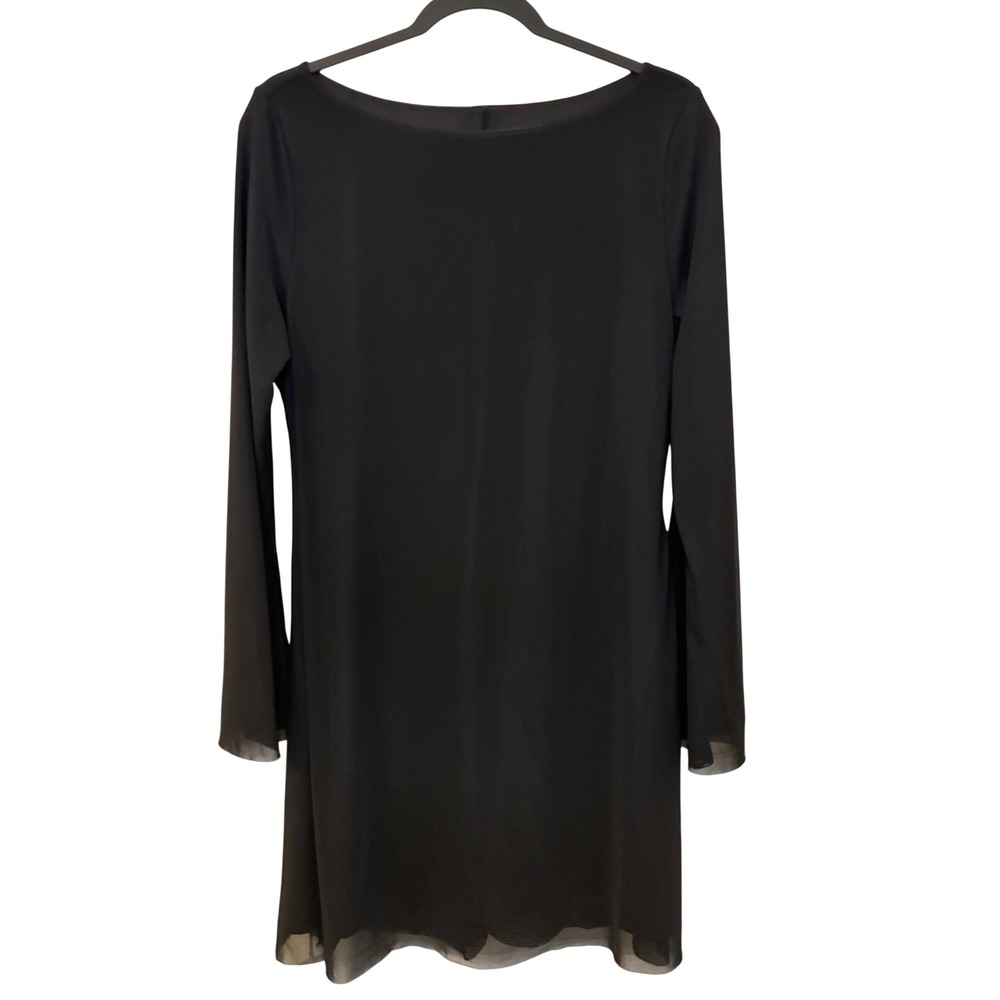 Gobles Black Mesh Overlay Long Sleeve Knee Length Dress  NWT M-L